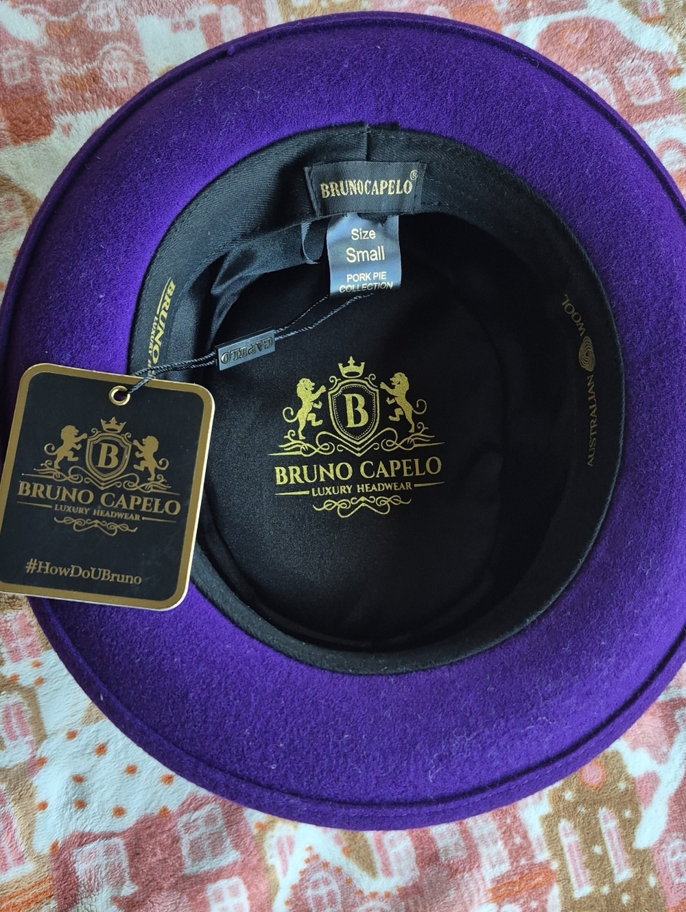 NEW Bruno Capelo Royal Purple 100% Wool Pork Pie Fedora - Size Small - Picture 7 of 8